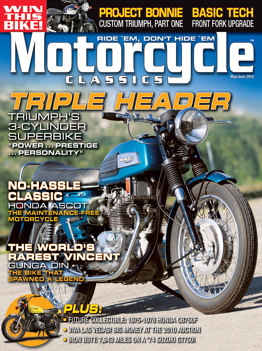 MOTORCYCLE CLASSICS COVER BANNER, MAY/JUNE 2010