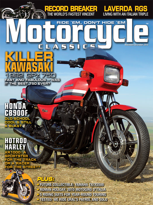 Motorcycle Classics Cover Banner, November/December 2010