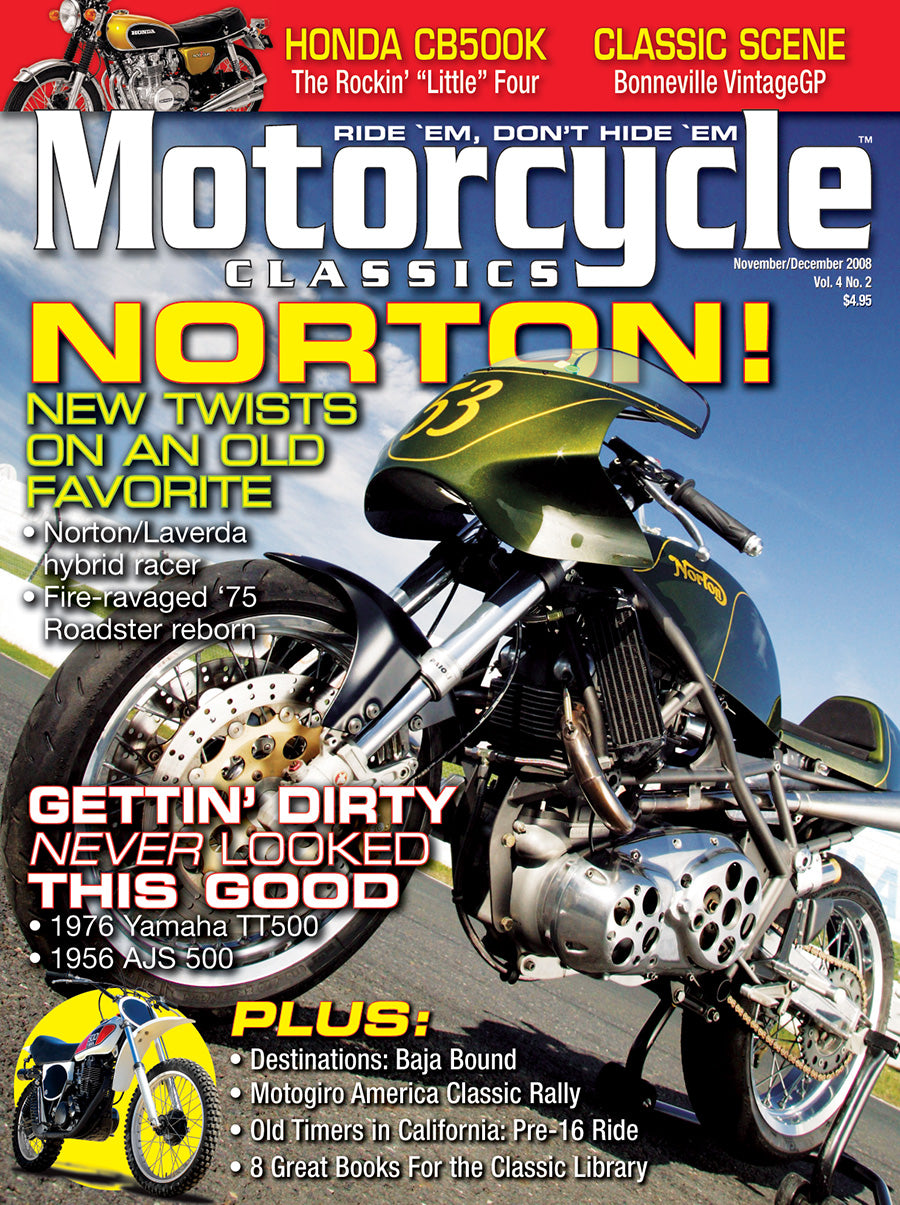 MOTORCYCLE CLASSICS COVER BANNER, NOVEMBER/DECEMBER 2008