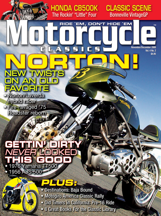 Motorcycle Classics Cover Banner, November/December 2008
