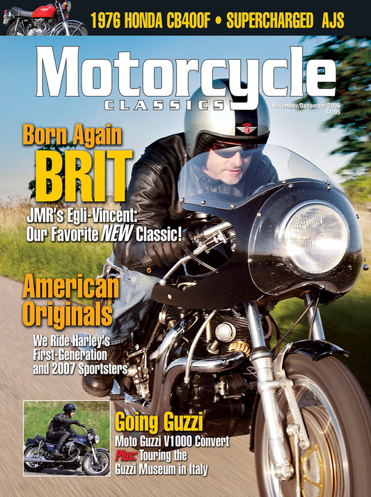 Motorcycle Classics Cover Banner, November/December 2006