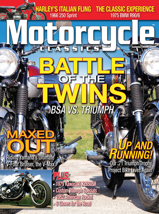 Motorcycle Classics Cover Banner, September/October 2007