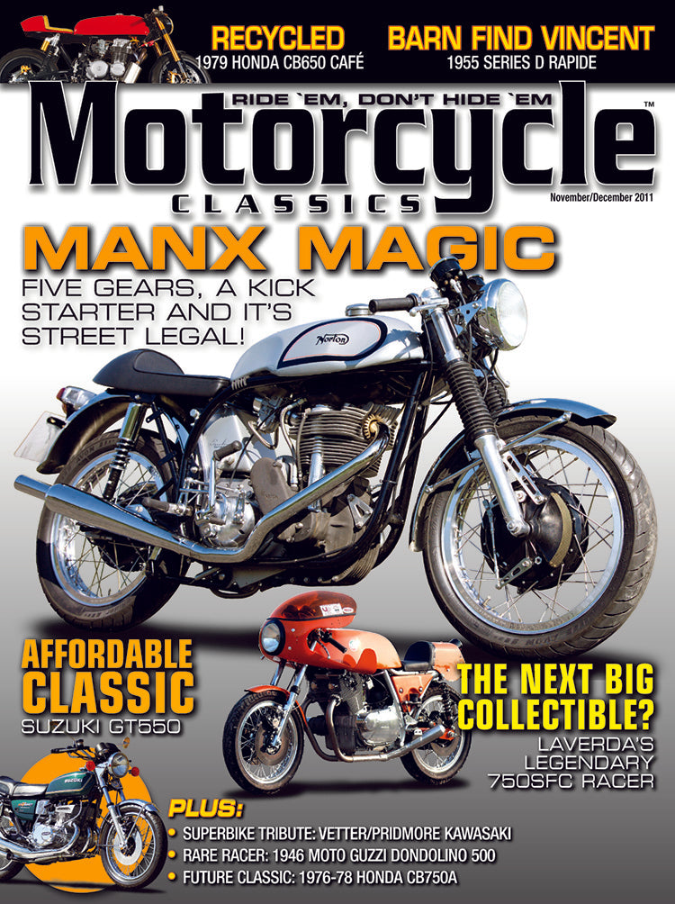MOTORCYCLE CLASSICS COVER BANNER, NOVEMBER/DECEMBER 2011