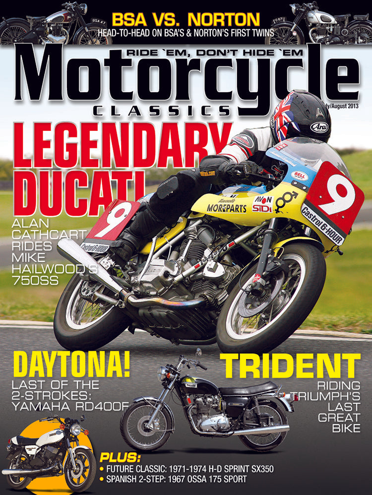 MOTORCYCLE CLASSICS COVER BANNER, JULY/AUGUST 2013