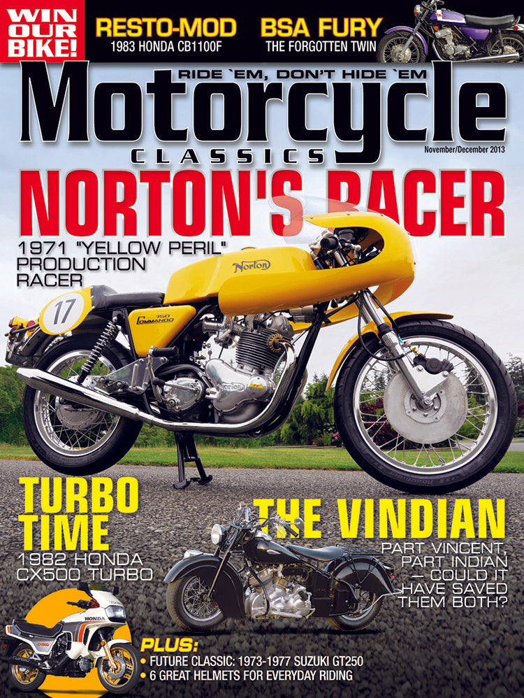 MOTORCYCLE CLASSICS COVER BANNER, NOVEMBER/DECEMBER 2013