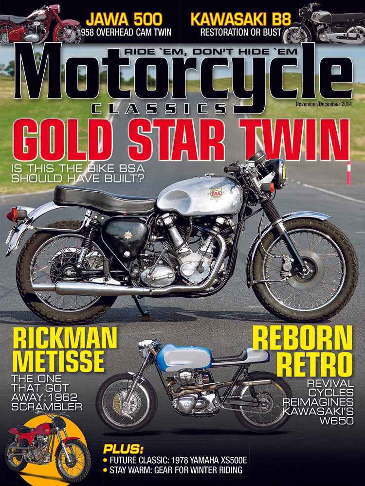 MOTORCYCLE CLASSICS COVER BANNER, NOVEMBER/DECEMBER 2014