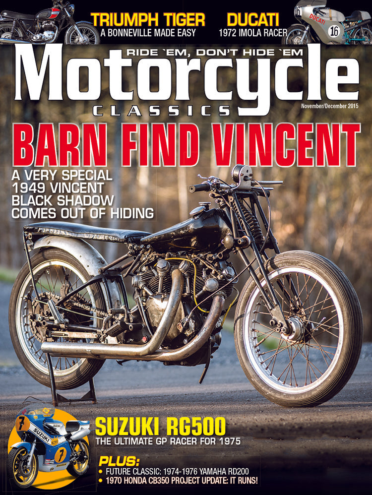MOTORCYCLE CLASSICS COVER BANNER, NOVEMBER/DECEMBER 2015