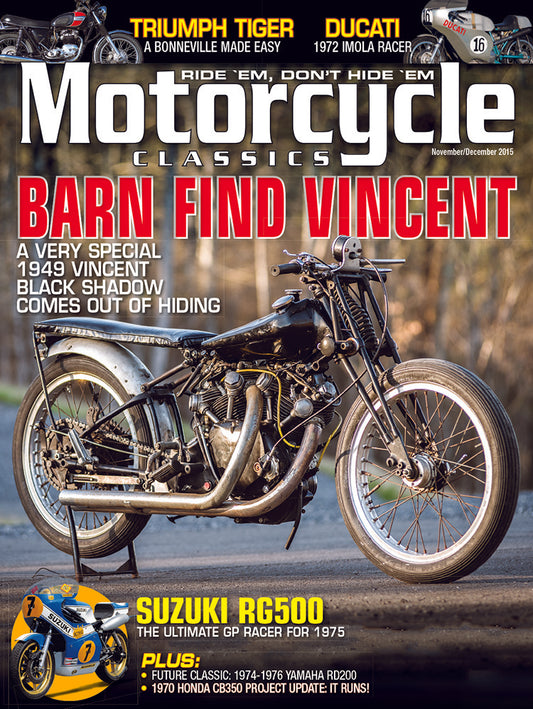 Motorcycle Classics Cover Banner, November/December 2015