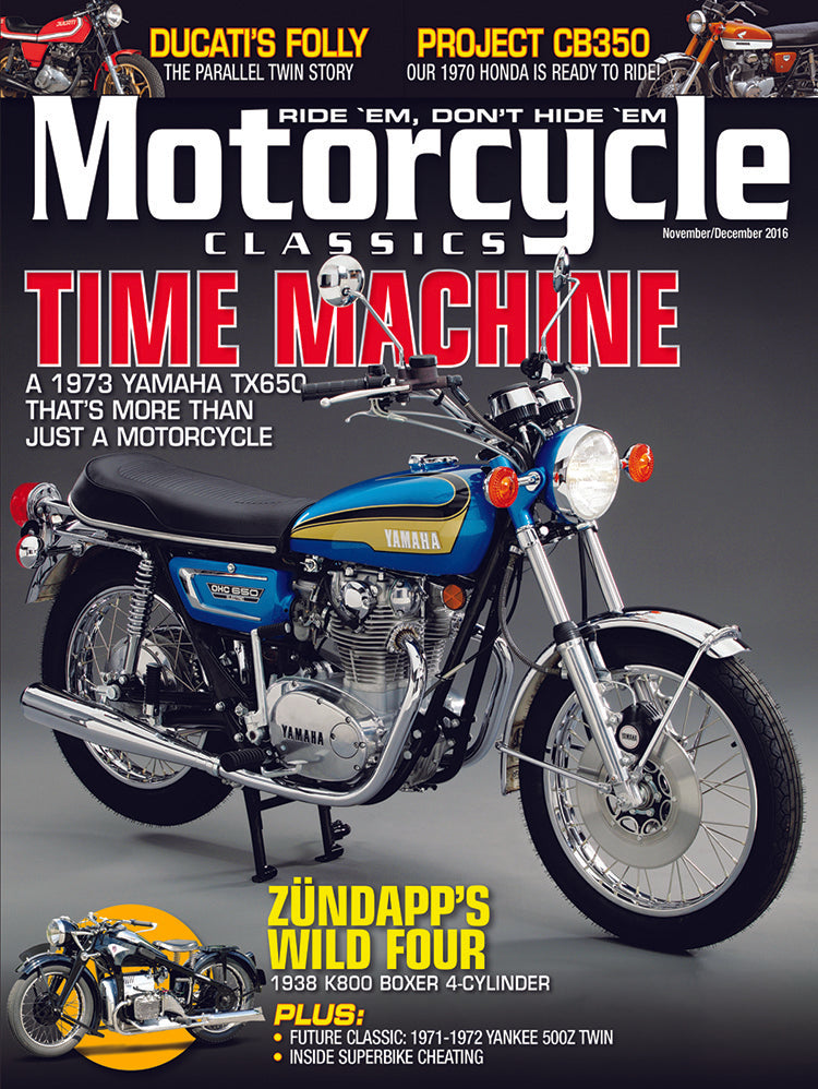 MOTORCYCLE CLASSICS COVER BANNER, NOVEMBER/DECEMBER 2016