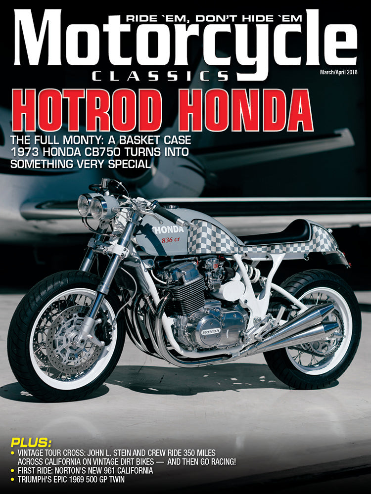 MOTORCYCLE CLASSICS COVER BANNER, MARCH/APRIL 2018