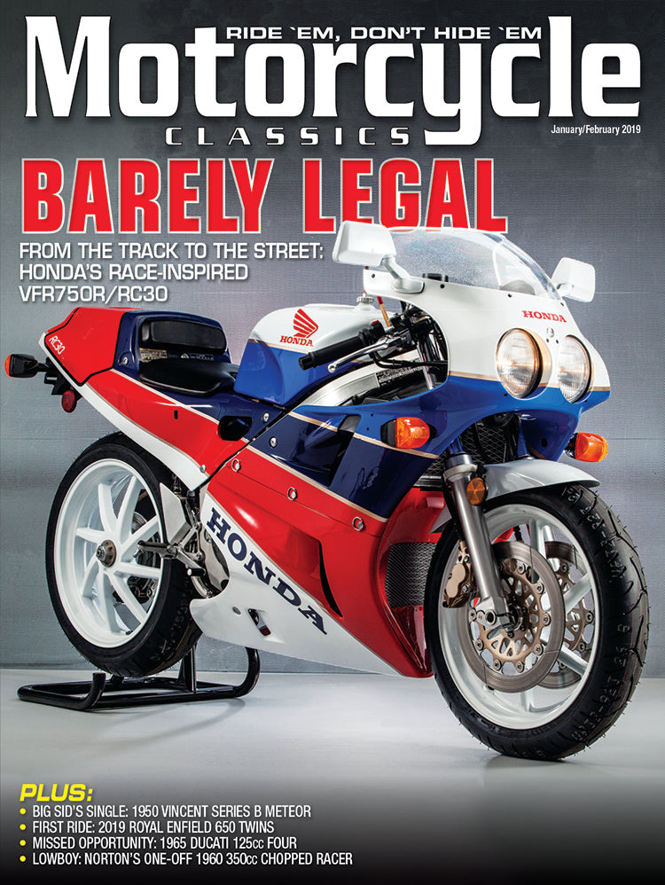 MOTORCYCLE CLASSICS COVER BANNER, JANUARY/FEBRUARY 2019