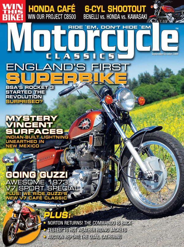 Motorcycle Classics Cover Banner, September/October 2009
