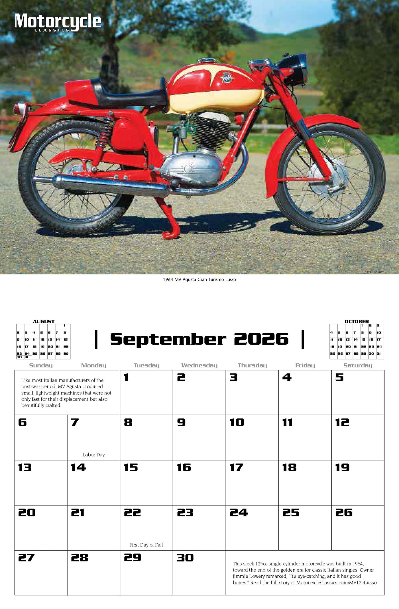 Motorcycle Classics 2026 Calendar