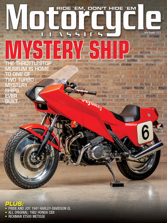 MOTORCYCLE CLASSICS COVER BANNER, JULY/AUGUST 2023