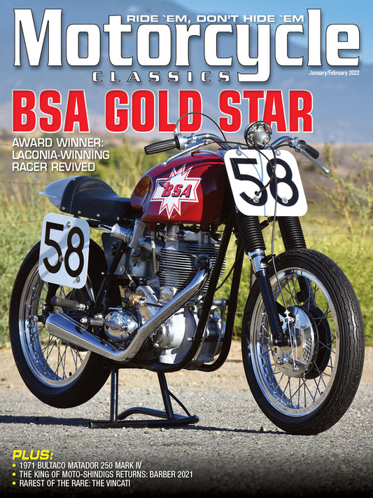 MOTORCYCLE CLASSICS COVER BANNER, JANUARY/FEBRUARY 2022