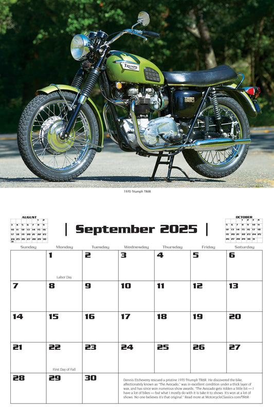 MOTORCYCLE CLASSICS 2025 CALENDAR